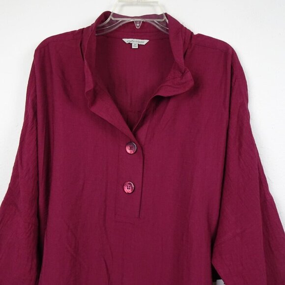 John Mark Tunic Top Women's Plus Size 2X Red Wine Color Relaxed Fit - Picture 2 of 10